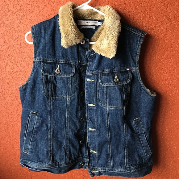 tommy hilfiger jean jacket with fur